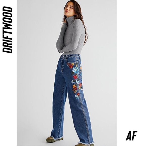 DRIFTWOOD OLLIE EMBROIDERED WIDE LEG JEANS NWT SIZE 28 - Picture 3 of 11
